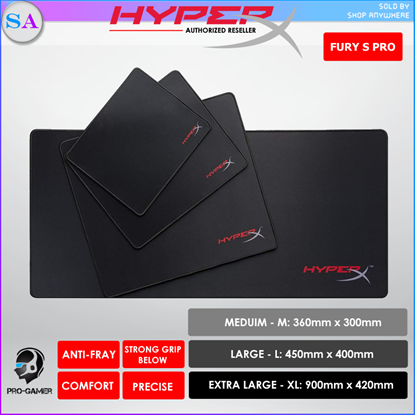 Picture of HYPERX FURY S GAMING MOUSE MAT MOUSE PAD WITH ANTI FRAY STITCHED EDGES - Large 450mm x 400mm