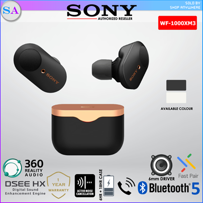 Picture of SONY WF-1000XM3 Wireless Noise Cancelling Headphones Bluetooth Earbuds DSEE HX 360 Reality Audio - Black