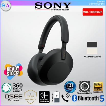 Picture of SONY WH-1000XM5 Wireless Noise Cancelling Headphones Bluetooth WH 1000XM5 XM5 - Platinum Silver