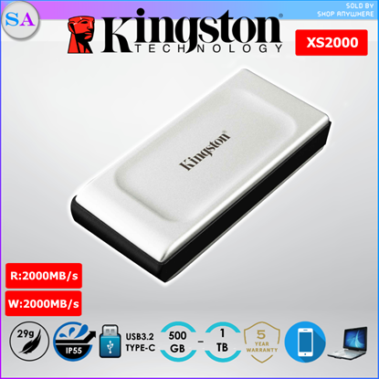 Picture of Kingston XS2000 External Solid State Drive SSD USB Type-C 3.2 Gen 2x2 SXS2000 Portable Drive - 500GB
