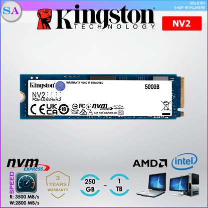 Picture of Kingston NV2 NVMe PCIe Gen 4 x 4 M.2 2280 Internal Solid State Drives SNV2S SSD - 1TB