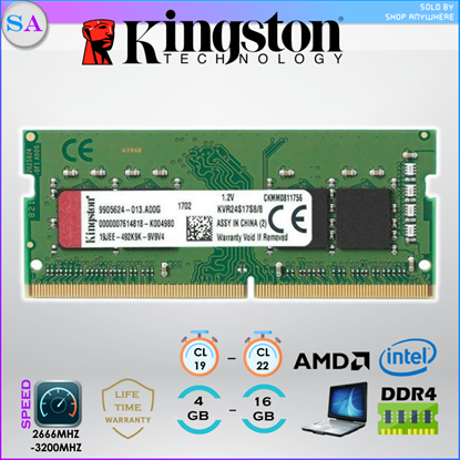 Picture of KINGSTON VALUE RAM 4GB / 8GB / 16GB DDR4 NOTEBOOK LAPTOP RAM - 8GB-3200MHZ